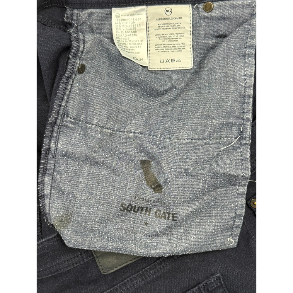 AG Adriano Goldschmied Everett Slim Straight Jeans Men's 40x34 Dark Wash Indigo - Picture 5 of 9